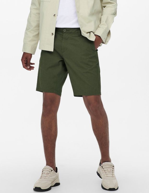 Onscam - Regular Fit Shorts - Zwart - Katoen - Riemlussen