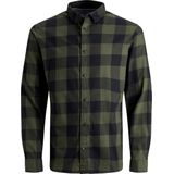 JACK & JONES ESSENTIALS Geruit Slim Fit Overhemd JJEGINGHAM Dusty Olive