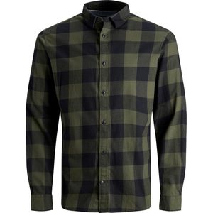 JACK & JONES ESSENTIALS Geruit Slim Fit Overhemd JJEGINGHAM Dusty Olive