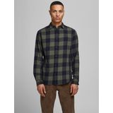 JACK & JONES ESSENTIALS Geruit Slim Fit Overhemd JJEGINGHAM Dusty Olive