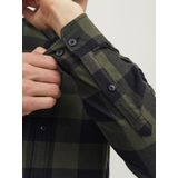 JACK & JONES ESSENTIALS Geruit Slim Fit Overhemd JJEGINGHAM Dusty Olive