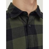 JACK & JONES ESSENTIALS Geruit Slim Fit Overhemd JJEGINGHAM Dusty Olive