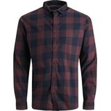 Overhemd - Geruit - Bordeaux/Navy - 100% Katoen - Lange Mouwen