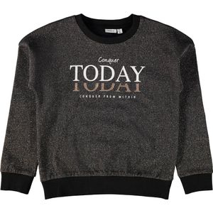 NAME IT NKFRIVIT LS SWEAT UNB Meisjes Trui - Zwart - Organisch Katoen