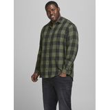 JACK & JONES - JJEGINGHAM - Casual Overhemd - Olijfgroen - Katoen