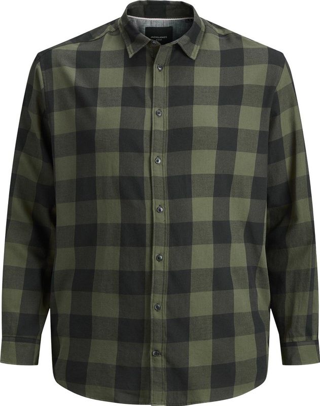 JACK & JONES - JJEGINGHAM - Casual Overhemd - Olijfgroen - Katoen
