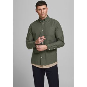 Jack & Jones - OXFORD SHIRT - Olijfgroen - 100% Katoen - Lange Mouwen