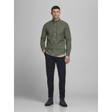 Olijfgroen Overhemd - 100% Katoen - Kentkraag - Lange Mouwen