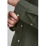Olijfgroen Overhemd - 100% Katoen - Kentkraag - Lange Mouwen