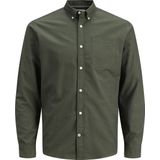 Olijfgroen Overhemd - 100% Katoen - Kentkraag - Lange Mouwen