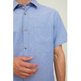 JACK&JONES - JORABEL SHIRT SS STS - Heren Overhemd - Korte Mouwen - Blauw