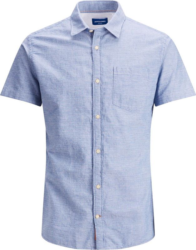 JACK&JONES - JORABEL SHIRT SS STS - Heren Overhemd - Korte Mouwen - Blauw