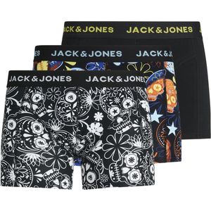 Jack & Jones Jacjames Trunks Set van 3 Noos Boxershorts voor heren (1 stuk), zwart/details: zwart - felgeel.