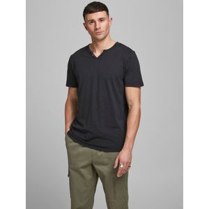 Jack & Jones T-Shirt Basic T-Shirt V-Neck Kurzarm mit Knöpfen JJESPLIT JJESPLIT NECK TEE SS NOOS