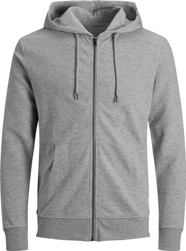JACK & JONES Basic Sweat Zip Hood - Sweatvest - Lichtgrijs - Katoenmengsel
