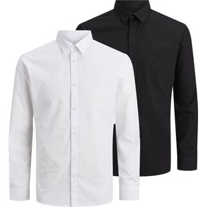 Jack & Jones - JJJOE SHIRT LS 2 PACK MP - Overhemd - Zwart/Wit - Lange Mouwen
