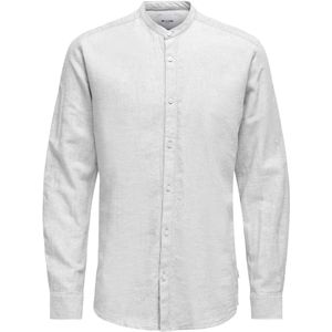 ONLY & SONS Onscaiden Ls Solid Linen Mao Shirt Noos Linnen hemd voor heren, wit, XS