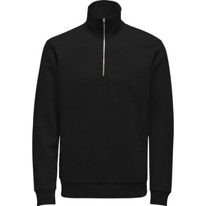 Hoodie - Zwart - Regular Fit - Zonder Capuchon - Ritssluiting