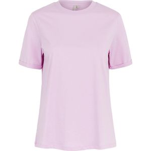 Pieces - PCRIA SS FOLD UP SOLID TEE - Pastel Lavender - 100% Katoen