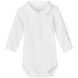 NAME IT Babyjongens Nbmholger Ls Polo Body Noos lange mouwen body, wit (bright white), 80