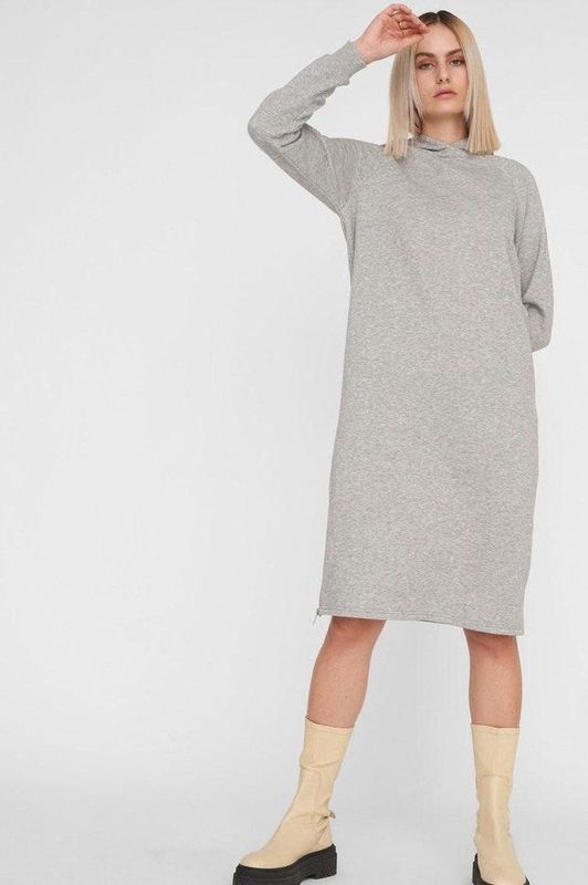 Noisy May - Helene Dress - Gebreide Sweatjurk - Met Capuchon - Zwart