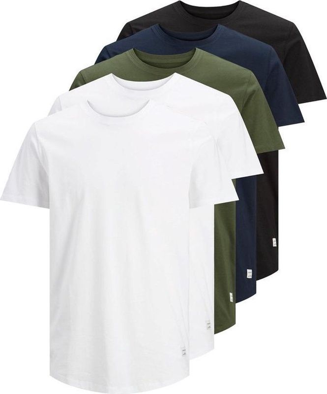 Jack & Jones - Heren T-shirts - 5-Pack - Ronde Hals - Katoen - Wit