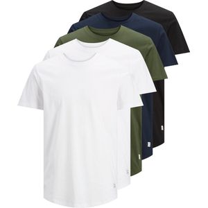 Jack & Jones - Heren T-shirts - 5-Pack - Ronde Hals - Katoen - Wit