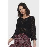 JDY - Gebreide Top - V-Hals - 3/4 Mouwen - Schelp Detail - Knit Fit