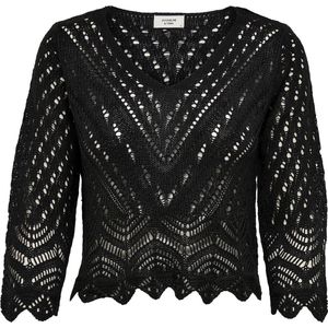 JDY - Gebreide Top - V-Hals - 3/4 Mouwen - Schelp Detail - Knit Fit
