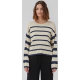 Beige blauw gestreepte linnenmix trui Hurley - Modstrom