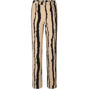 Beige zwarte print broek Harland - Modstrom