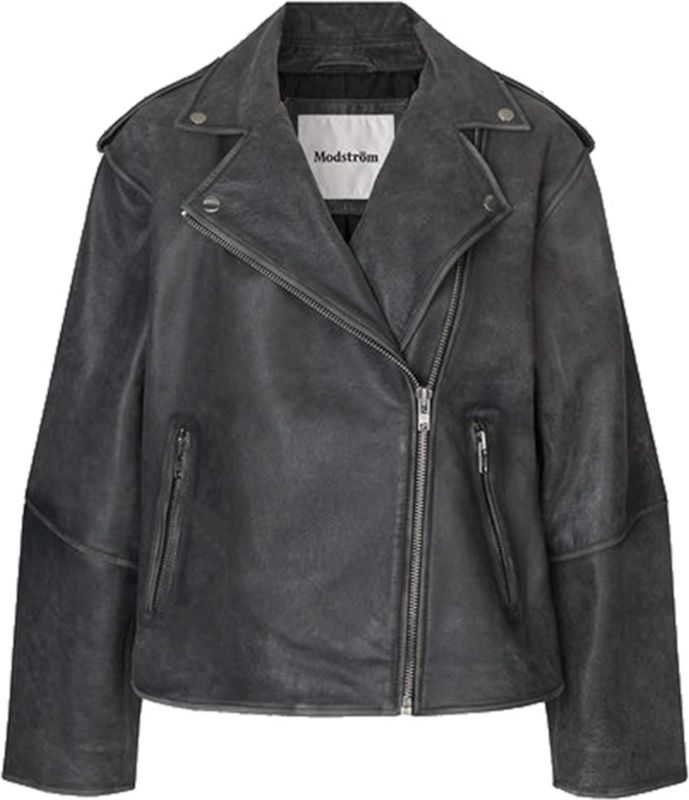 Modström - Hullamd Jas - Dames - Grijs - Leer - Regular Fit