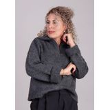 Grijze fluffy trui met halve rits Kane - Modstrom