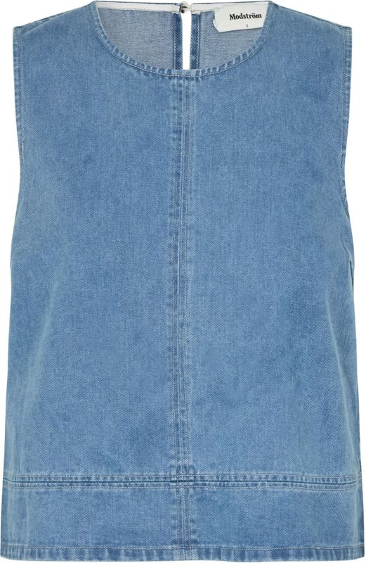 Modström - Denim Top - Lichtblauw - Damesmodel - Zonder Mouwen - 100% Katoen