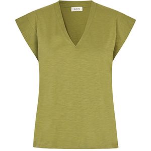 Modström - Top - Groen - Katoen - Korte Mouwen - V-hals