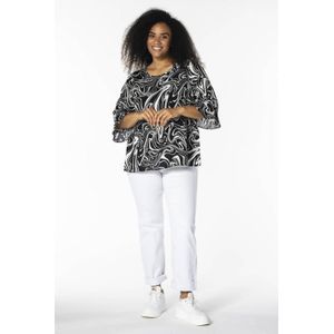 STUDIO - Blousetop - Zwart - Driekwart Mouwen - Ronde Hals
