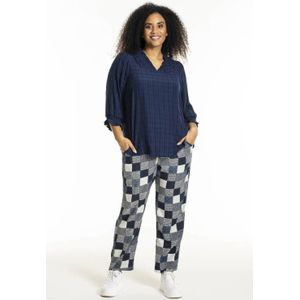 STUDIO - SFeodora - Blouse - Blauw - Driekwart Mouwen - V-hals