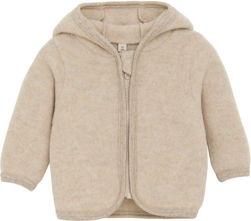 Huttelihut - Baby's Jacket Bear Ears - Merinovest - Beige