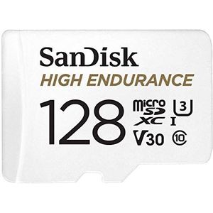 SanDisk High Endurance MicroSD-Kaart 128 GB (Perfect Voor Dashboardcamera Of Bewakingssysteem Thuis, Hoge Duurzaamheid, Tot 10.000 Uur Opnemen, Full HD En 4K)