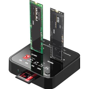 CoreParts - USB3.2 Type-C M.2 SATA/NVMe SSD Clone Docking - Zwart - Kunststof