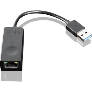 Lenovo 3.0 ethernet adapter USB (USB 3.0, RJ45 Gigabit Ethernet (1x)), Netwerkadapter, Zwart