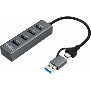 Microconnect - USBHUB4-2IN1 - Interface Hub - Zwart - Aluminium