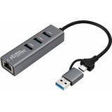 MicroConnect USB Hub (USB-C, USB-A, 4 Havens), Docking station + USB-hub