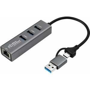 Microconnect - USBHUB-RJ45-2IN1 - Hub - Zwart - USB 3.2 Gen 1 - 5000 Mbit/s
