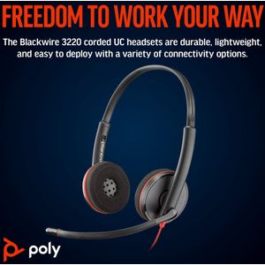 HP - Blackwire 3220 - Stereo USB-C Headset - Zwart - Bedraad