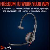 Poly Blackwire 3210 Monaural USB-C Headset +USB-C/A Adapter Bedraad Hoofdband Kantoor/callcenter USB Type-C Zwart