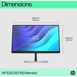 HP - E-Series E22 G5 Monitor - 54.6 Cm - Full HD - Zwart, Zilver