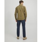 Olijfgroen Overhemd - Lange Mouwen - 100% Katoen - Borstzakken - Drukknopen