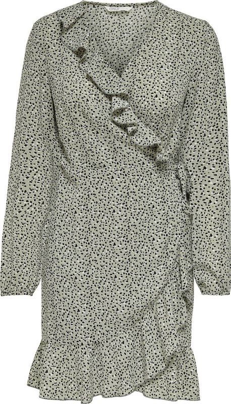ONLY Gekleed dames Onlcarly L/S Wrap Short Dress Noos Wvn,Seagras/Multi Dot,M