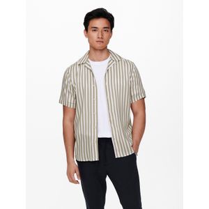 ONLY & SONS Gestreept herenoverhemd met korte mouwen, Chincilla